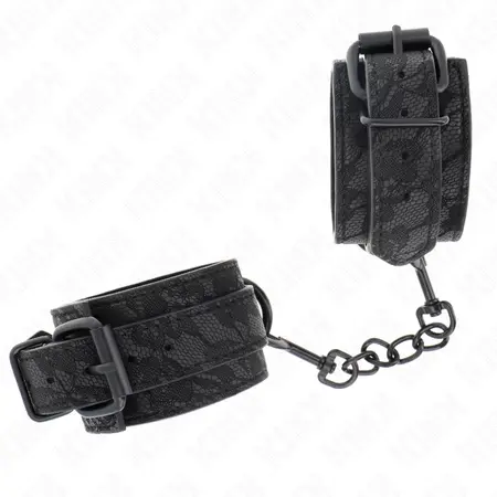 KINK Tamne cipkane podesive lisice za ruke Crne 19-26 cm Elegantna obuzdavajuca lisica
