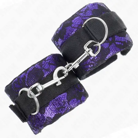 KINK Velvet i cipkane lisice za ruke Najlon vez Ljubicasto/Crne 23x6.5cm