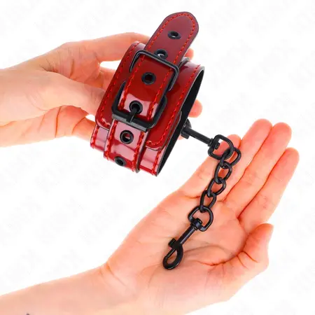 KINK Tamno crvene kozne lisice za ruke 23x5 cm Podesiv sistem udobnosti