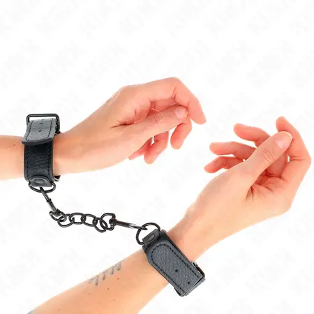 KINK Podesive lisice za ruke za pocetnike 13-23cm Crni kozni sistem