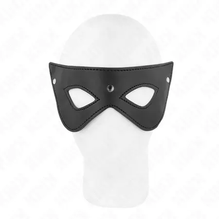 KINK 3 Rivets Eye Mask - Black Vegan Leather, Adjustable, 24x9cm