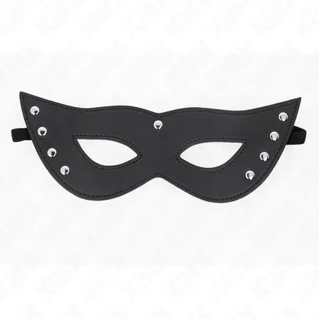 KINK 4 zakivaka Mask za oci Crna veganska koza 28x8 cm Podesiva traka