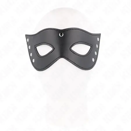 KINK 4 zakivaka Mask za oci Crna veganska koza 28x8 cm Podesiva traka