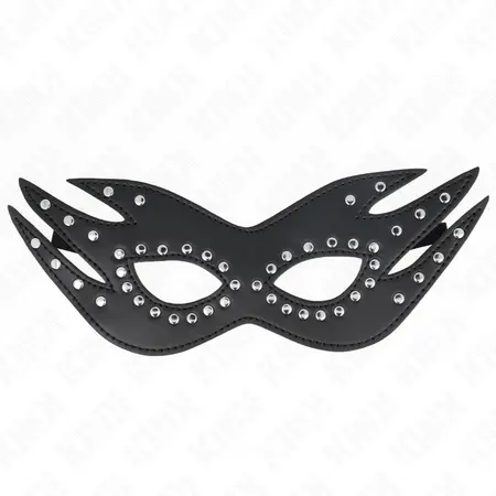 KINK Mask od imitacije koze sa zakivcima Model 3 Elegantna crna 26x9.5 cm