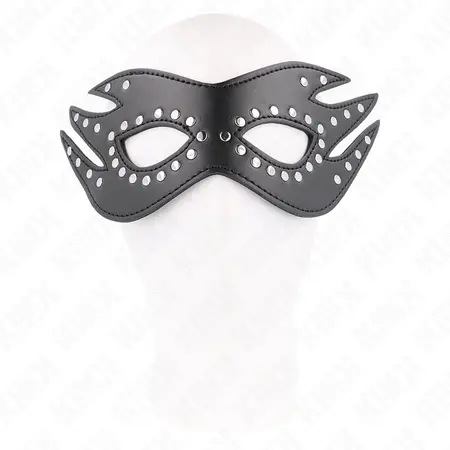 KINK Mask od imitacije koze sa zakivcima Model 3 Elegantna crna 26x9.5 cm