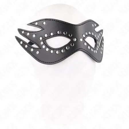 KINK Mask od imitacije koze sa zakivcima Model 3 Elegantna crna 26x9.5 cm