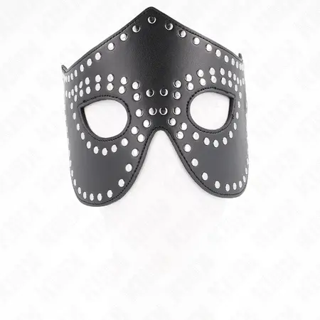 KINK Mask od imitacije koze Model 2 sa zakivcima 30x12 cm Podesiva crna