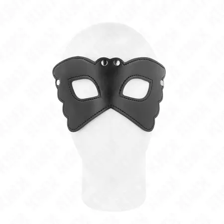KINK Mask u obliku leptira od veganske koze Podesiva 20x9 cm Crna