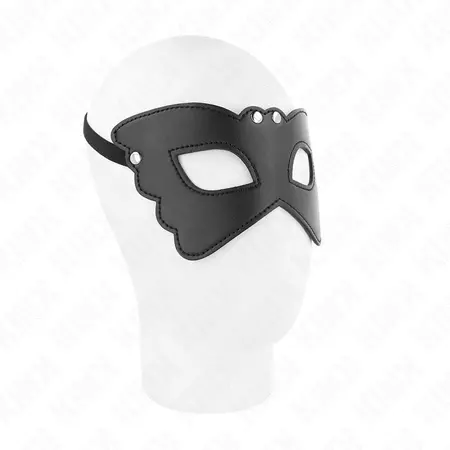 KINK Mask u obliku leptira od veganske koze Podesiva 20x9 cm Crna