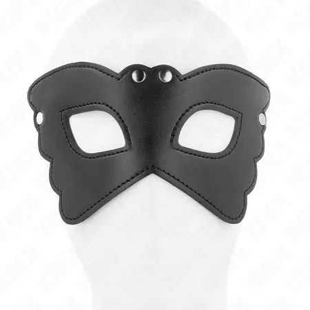 KINK Mask u obliku leptira od veganske koze Podesiva 20x9 cm Crna