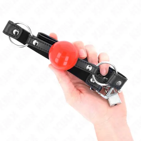 KINK Kuglasti Gag 4cm Crvena Silikonska Lopta i Brava, Podesiva Crna Traka 60cm
