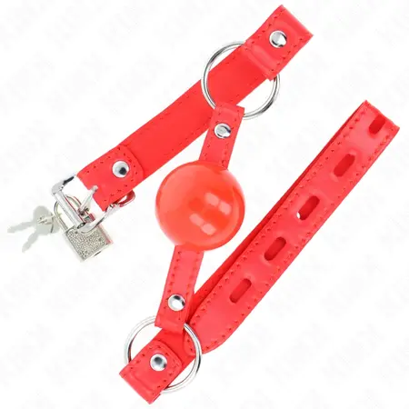 KINK TPE Kuglasti Gag 4cm sa Rojo Bravom - Podesiva 60cm Traka, Crvena