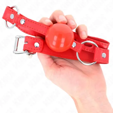 KINK TPE Kuglasti Gag 4cm sa Rojo Bravom - Podesiva 60cm Traka, Crvena