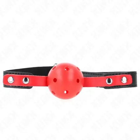 KINK Crveni Šuplji Silikonski Kuglasti Gag 4cm sa Podesivom Crnom Trakom 37-52cm