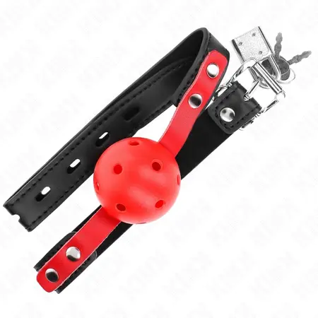 KINK Crveni Šuplji Silikonski Kuglasti Gag 4cm sa Podesivom Crnom Trakom 37-52cm