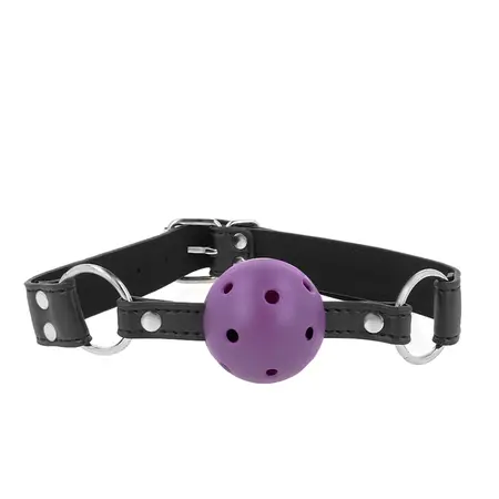 KINK Prozračni Kuglasti Gag 4cm Ljubičasti - Podesiva Dvostruka Rivet Traka 62.5cm