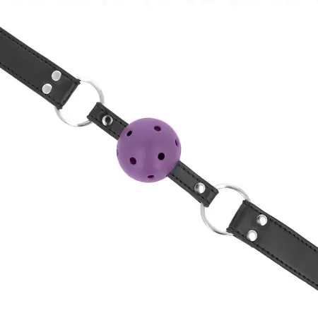 KINK Prozračni Kuglasti Gag 4cm Ljubičasti - Podesiva Dvostruka Rivet Traka 62.5cm
