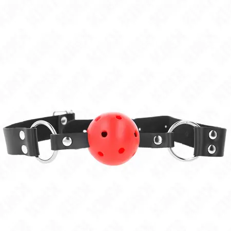 KINK Prozračni Kuglasti Gag 4cm Dvostruki Rivet Podesiv Crveni 42-58cm