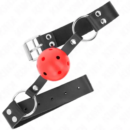 KINK Prozračni Kuglasti Gag 4cm Dvostruki Rivet Podesiv Crveni 42-58cm