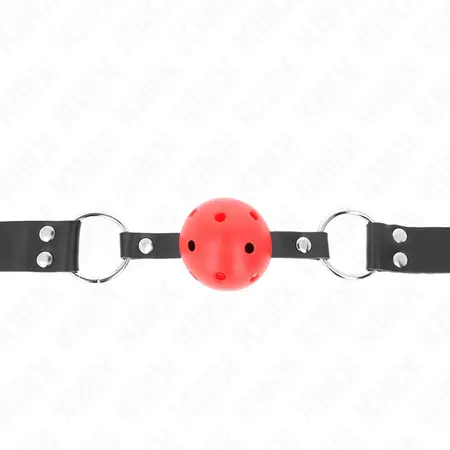 KINK Prozračni Kuglasti Gag 4cm Dvostruki Rivet Podesiv Crveni 42-58cm