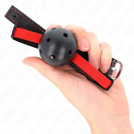 KINK Hollow Hard Mouth Gag 4.5 cm with Adjustable Elastic Strap Black