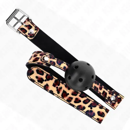 KINK Leopard Prozračni Silikonski Kuglasti Gag 4.5cm sa Podesivom Trakom