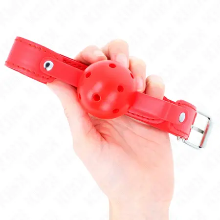 KINK Crveni Prozračni Kuglasti Gag 4.5 cm - Podesiva Silikonska Traka 65 cm