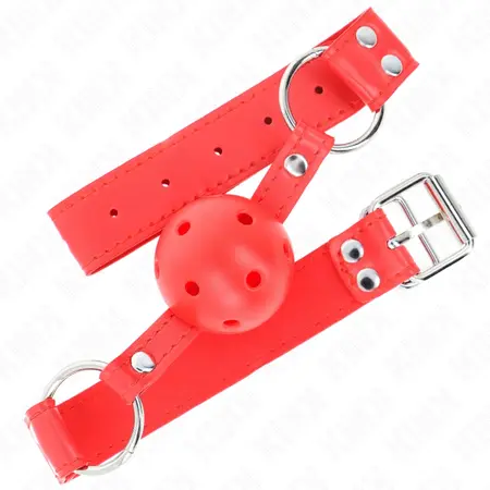 KINK Kompletni Crveni Šuplji Čvrsti Kuglasti Gag 62 cm - Podesivi Silikonski Model