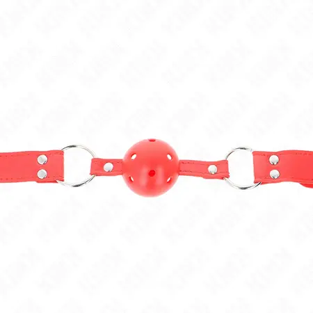 KINK Kompletni Crveni Šuplji Čvrsti Kuglasti Gag 62 cm - Podesivi Silikonski Model