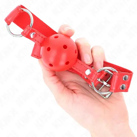 KINK Kompletni Crveni Šuplji Čvrsti Kuglasti Gag 62 cm - Podesivi Silikonski Model