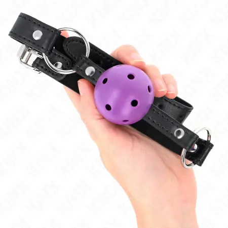KINK Šuplji Čvrsti Kuglasti Gag Ljubičasti 4.5 cm - Podesiva Silikonska Traka 63.5 cm