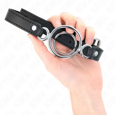 KINK Gag Sistem Crni - Podesivi Višestruki O-Prstenovi, 63x2.5 cm, 5 cm Prsten