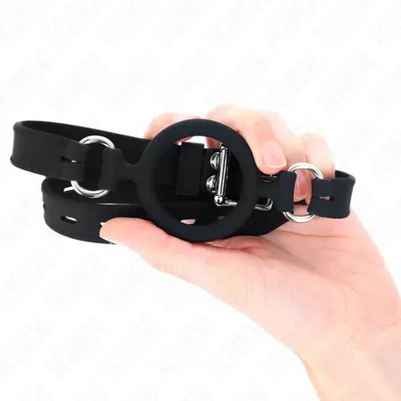 KINK Silikonski O-Prsten 5 cm Podesivi Gag Crni 56 cm Traka