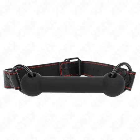 KINK Bone-Shaped Gag with Adjustable Vegan Leather Strap Black 41-57cm