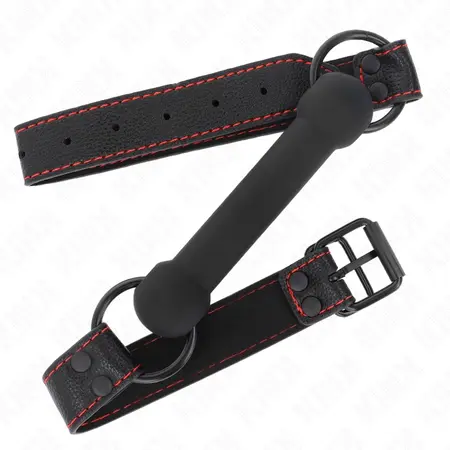 KINK Bone-Shaped Gag with Adjustable Vegan Leather Strap Black 41-57cm