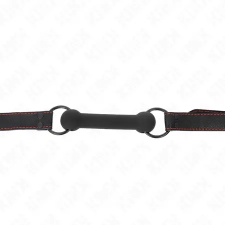 KINK Bone-Shaped Gag with Adjustable Vegan Leather Strap Black 41-57cm