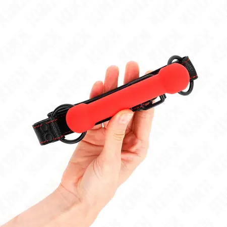 KINK Bone Gag Crveni sa podesivim kaišem od veganske kože 41-57 cm