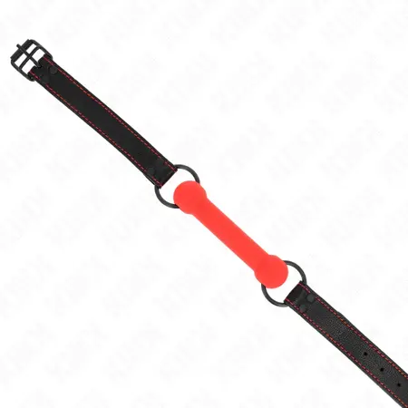 KINK Bone Gag Crveni sa podesivim kaišem od veganske kože 41-57 cm