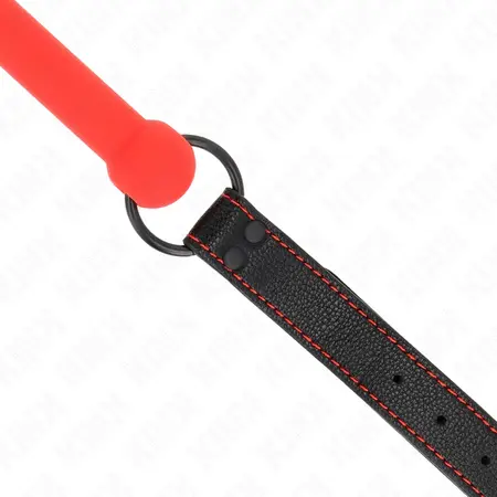 KINK Bone Gag Crveni sa podesivim kaišem od veganske kože 41-57 cm