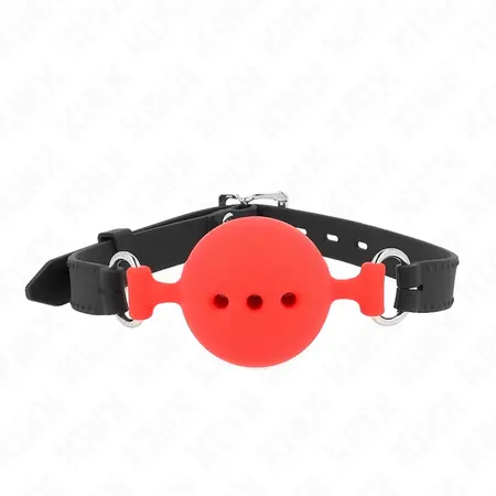KINK Silicone Gag Model L Red - Adjustable Strap 35-51cm, 5cm Ball