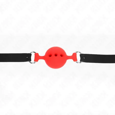 KINK Silikonski Ball Gag Crveni M - Podesivi kaiš 35-51 cm, Lopta 4.5 cm