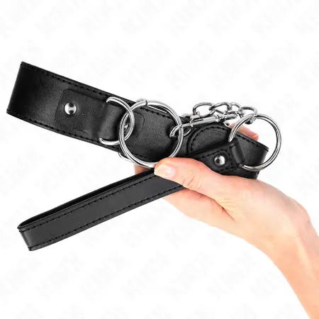 KINK Podesiva ogrlica sa povodcem Model 4 Crna 36-43 cm