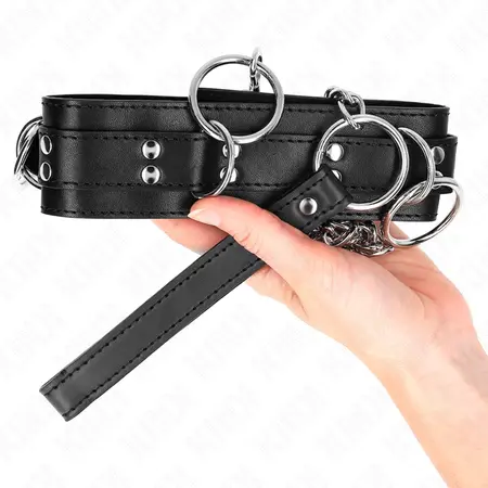 KINK 3-Ring Ogrlica sa odvojivim povodcem 80 cm - Podesivi crni kaiš