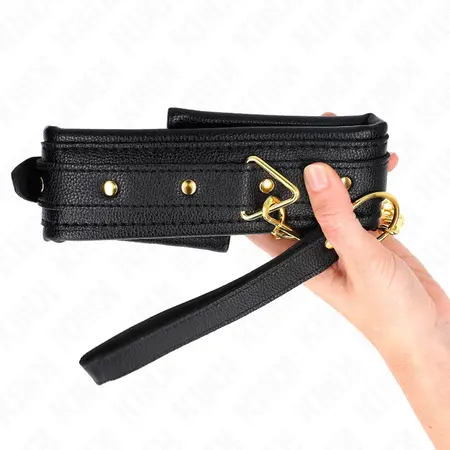 KINK Podesiva ogrlica od veštačke kože sa sunđer postavom 37-54cm Crna