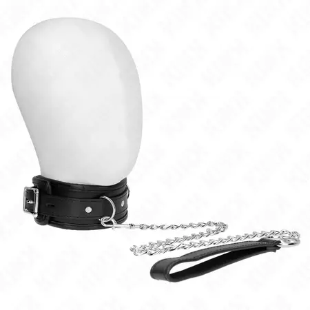 KINK Basic Model Ogrlica sa povodcem - Podesiva veganska koža 65cm Crna