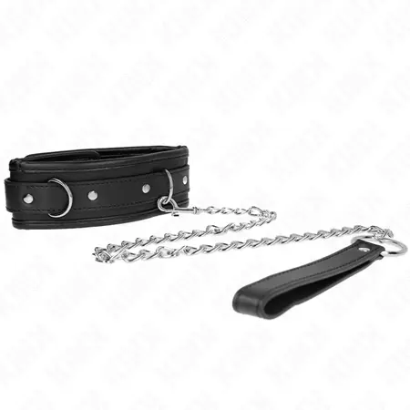 KINK Basic Model Ogrlica sa povodcem - Podesiva veganska koža 65cm Crna