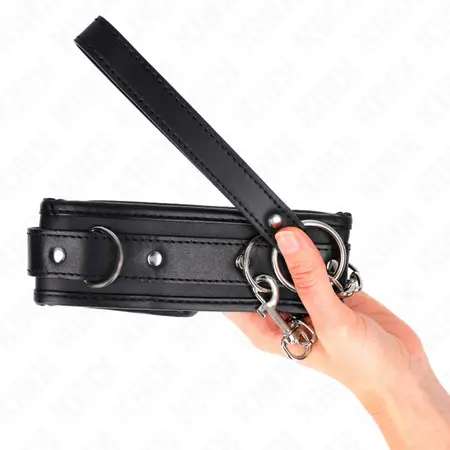 KINK Basic Model Ogrlica sa povodcem - Podesiva veganska koža 65cm Crna