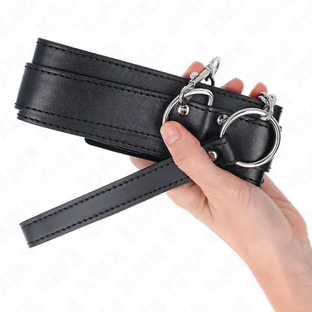 KINK Podesiva ogrlica sa povodcem 65 cm Srebrne kopče Crna 33-46 cm
