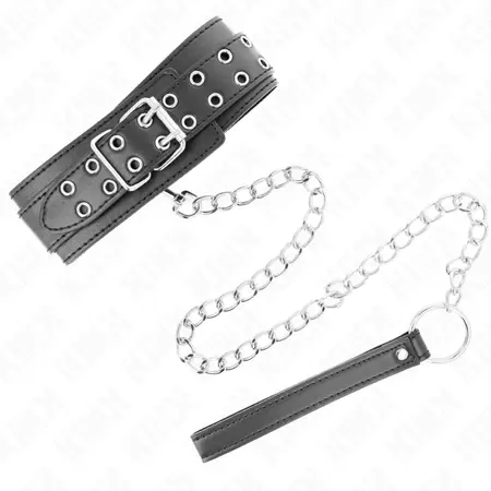KINK Podesiva ogrlica sa povodcem 65 cm Srebrne kopče Crna 33-46 cm