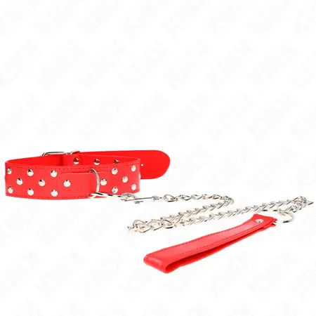 KINK Ogrlica sa zakovicama Crvena podesiva 36-50 cm sa D-ring akcentom